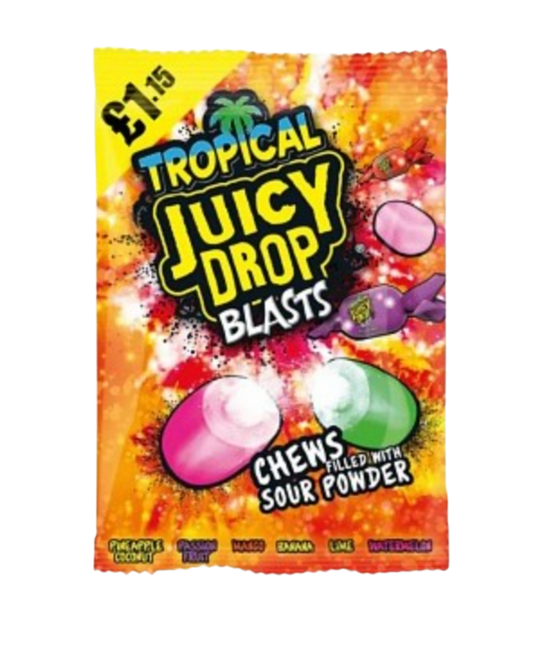 Juicy Drop Blasts Tropical  Bonbons Fourrés Poudre Acidulée